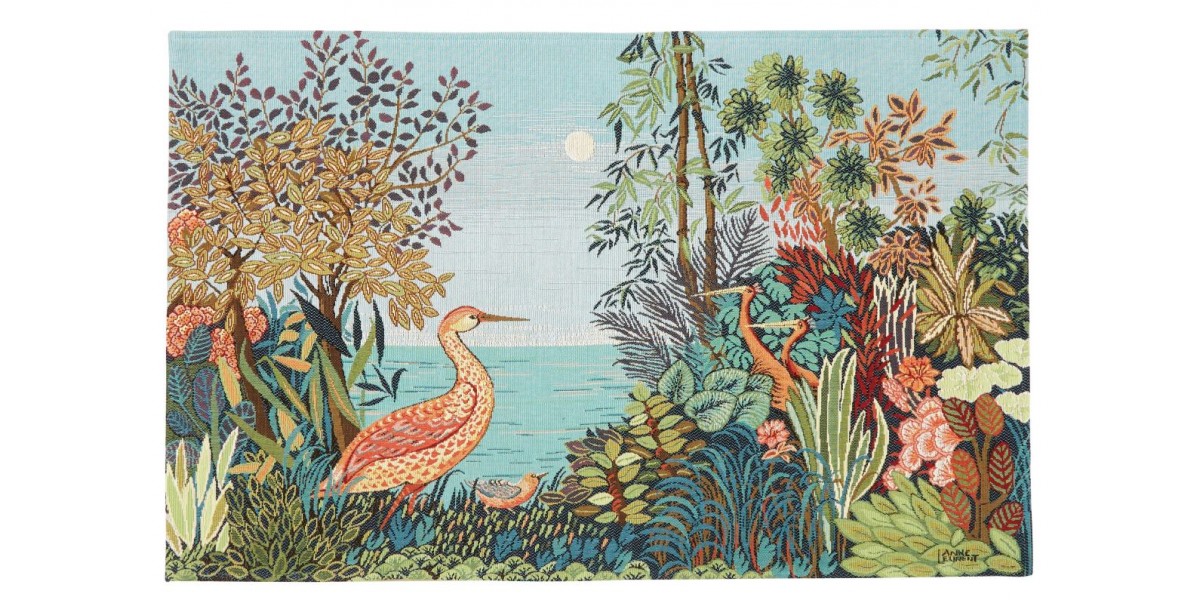 Gobelín Tapisserie Paysage Héron, Anne Leurent Gobelín Tapisserie Paysage Héron, Anne Leurent